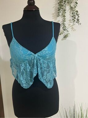 Papermoon Turquoise Lace Crop Top